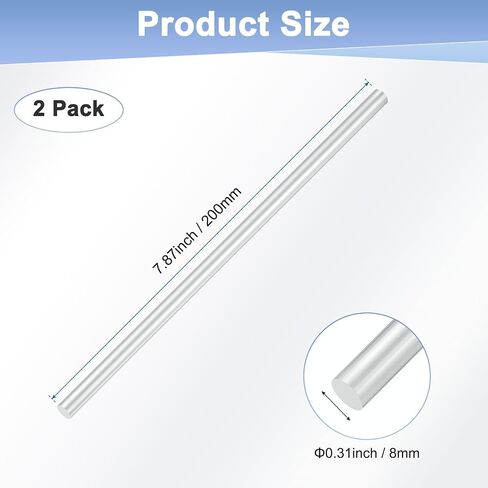 M METERXITY 2-Pack قضيب ألومنيوم مستدير، 8 مم (5/16 بوصة) قطر 200 مم (8 بوصة) طول 6061 قضيب ألومنيوم مستدير مخرطة صلبة عصي معدنية لصنع الحرف اليدوية/صناعية/بناء/نموذج in Kuwait