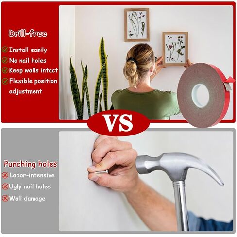 Double Sided Tape Heavy Duty, 32.8 FT x 0.5 Inch Strong Mounting Tape, Noise Reducing & Removable, Waterproof Acrylic Foam Tape for Walls, Automotive, Home Office Decor, DIY Craft, LED Strip Light in Kuwait