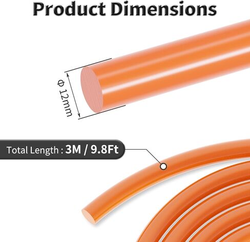 High-Performance Urethane Round BeltingLength,Rough Surface PU Transmission Belt(Orange) in Kuwait