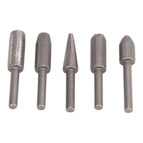 Die Grinder Bits Tungsten Steel Alloy 5Pcs 6mm Shank Rotary Rasp Files Set - High Wear Resistance, Fast Grinding Speed, Ideal for Woodworking and Deburring in Kuwait