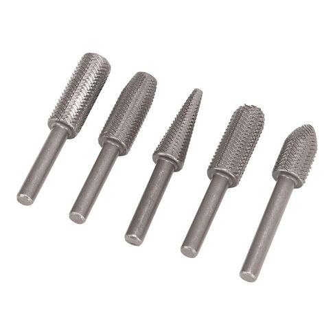 Die Grinder Bits Tungsten Steel Alloy 5Pcs 6mm Shank Rotary Rasp Files Set - High Wear Resistance, Fast Grinding Speed, Ideal for Woodworking and Deburring in Kuwait