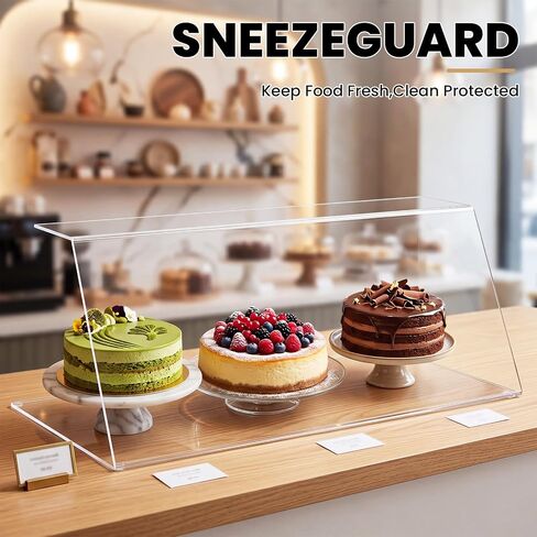 Briwooody Sneeze Guard for Counter Acrylic with Anti-slip Pads for Catering, Buffets, Restaurants, 23.62 x 12.2 x 9.45 Inches in Kuwait