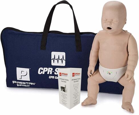 قزم تدريب الإنعاش القلبي الرئوي الاحترافي من CPR Savers Prestan مع جهاز مراقبة ردود الفعل AHA 2019 ودروع الوجه (طفل رضيع، بشرة متوسطة) in Kuwait