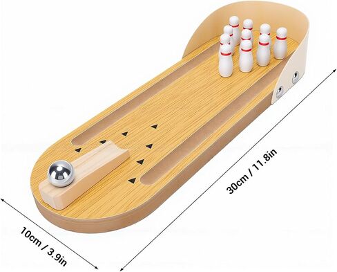 Cosiki Tabletop Mini Bowling Game Set, Wooden Desktop Bowling Alley Office Desk Toy for Stress Relief with Compact Design, Fun Adults Teens Kids in Kuwait