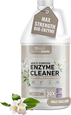 Creative Scents Multipurpose Enzyme Cleaner & Odor Remover | Deodorizer for Floor, Carpet, Drain, Pipes | Pet Urine Odor Eliminator | Enzyme Cleaner for Cat Urine & Dog Poop | Half Gallon - White Tea in Kuwait