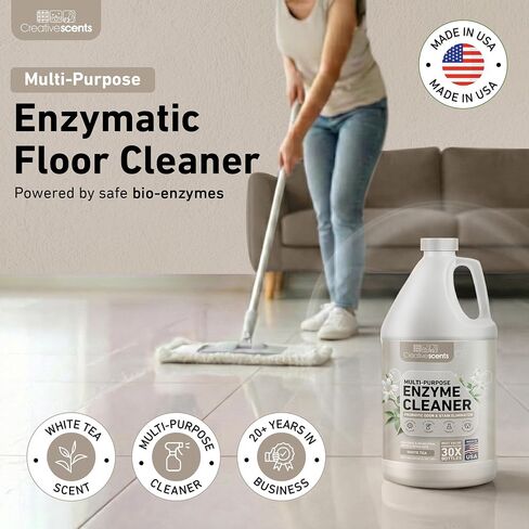 Creative Scents Multipurpose Enzyme Cleaner & Odor Remover | Deodorizer for Floor, Carpet, Drain, Pipes | Pet Urine Odor Eliminator | Enzyme Cleaner for Cat Urine & Dog Poop | Half Gallon - White Tea in Kuwait