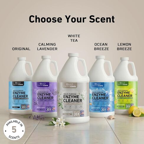 Creative Scents Multipurpose Enzyme Cleaner & Odor Remover | Deodorizer for Floor, Carpet, Drain, Pipes | Pet Urine Odor Eliminator | Enzyme Cleaner for Cat Urine & Dog Poop | Half Gallon - White Tea in Kuwait