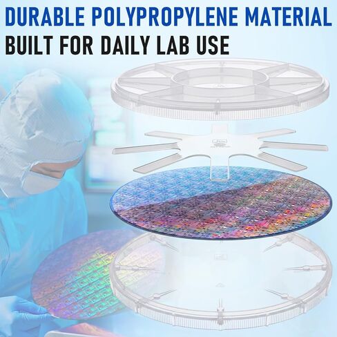 5 Pack Single Wafer Carrier, 6 Inch 150 mm Silicon Wafer Box Shipper, Rotating Style, Class 100 Cleanroom Grade for Silicon, Sapphire, SiC Substrate, Lab, Including Container, Cover & Spring in Saudi Arabia
