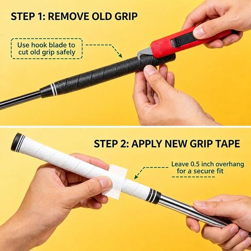 Golf Regripping Kit, 15 PCS 2" x 10" Double Sided Adhesive Strips with Hook Blade, Tape for Clubs, Fits All Standard Clubs in Kuwait
