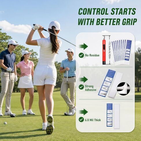 Golf Regripping Kit, 15 PCS 2" x 10" Double Sided Adhesive Strips with Hook Blade, Tape for Clubs, Fits All Standard Clubs in Kuwait