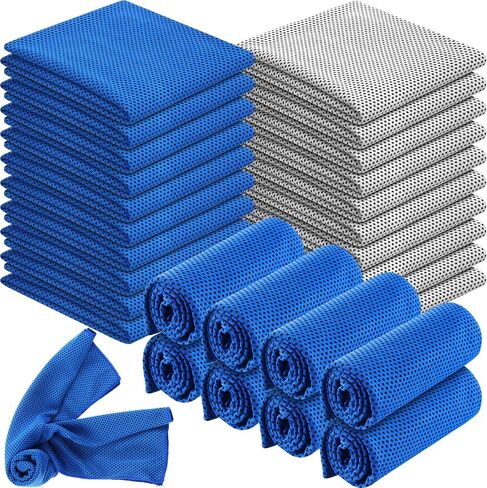 Shellwei 100 Pcs Cooling Towels Bulk 40 x 12 Inch Ice Towel Microfiber Sports Cooling Towels for Neck Face, Breathable Chilly Towel for Yoga Sport(Royal Blue, Light Gray) in Kuwait