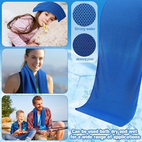 Shellwei 100 Pcs Cooling Towels Bulk 40 x 12 Inch Ice Towel Microfiber Sports Cooling Towels for Neck Face, Breathable Chilly Towel for Yoga Sport(Royal Blue, Light Gray) in Kuwait