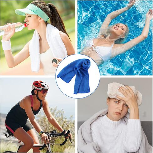 Shellwei 100 Pcs Cooling Towels Bulk 40 x 12 Inch Ice Towel Microfiber Sports Cooling Towels for Neck Face, Breathable Chilly Towel for Yoga Sport(Royal Blue, Light Gray) in Kuwait