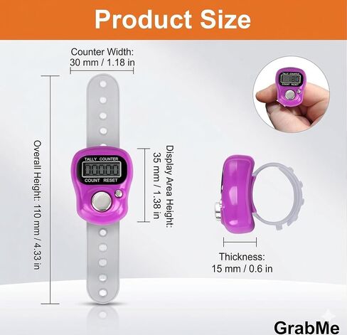 GrabMe Electronic Finger Counter, 12 Pack, 5 Digit LCD Display | Hand Tally Clicker, Digital Handheld, For Golf, Goods Counting, Lap, Knitting in Kuwait