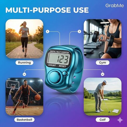 GrabMe Electronic Finger Counter, 12 Pack, 5 Digit LCD Display | Hand Tally Clicker, Digital Handheld, For Golf, Goods Counting, Lap, Knitting in Kuwait