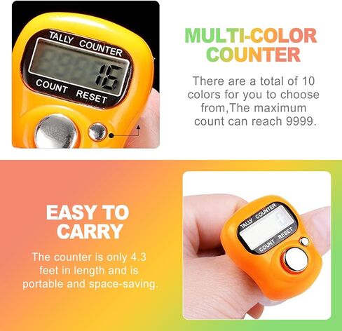 zukocert 10 حزمة من عداد النقر الرقمي للأصابع، جهاز النقر المحمول للعد، عداد اللفة، عداد الملعب، عداد صف الكروشيه للحياكة، الفصول الدراسية وعد الأشخاص in Kuwait