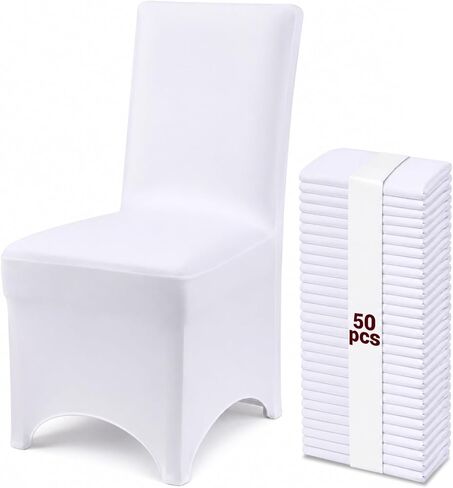 10 Pack White Stretch Chair Covers, Spandex Dining Chair Slipcovers, Wrinkle Resistant Reusable Covers for Wedding, Party, Banquet & Events in Saudi Arabia