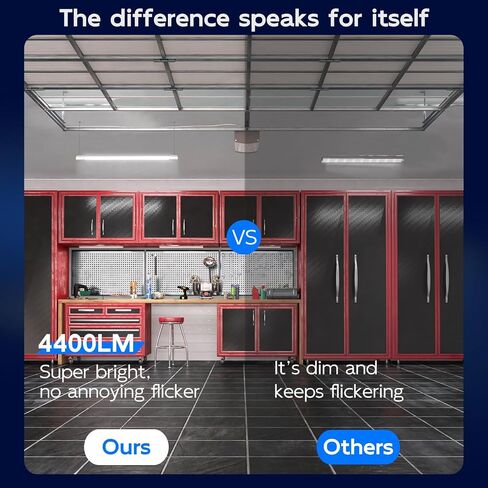 hykolity 4 Pack Linkable LED Shop Light, 4FT 42W [250W Equivalent], 4400lm, 5000K Daylight, with Plug, Utility Light Fixture, Hanging or Surface Mount, White in Kuwait