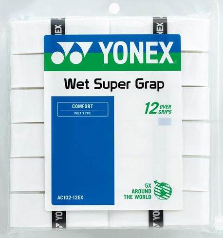 Yonex Wet Super GRAP Tennis Racquet Overgrip (White) – 12-Pack in Multipacks (1-6 Packs Available) in Kuwait