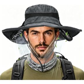 Sun Hat with Fan Men Foldable Hiking Hat UV Protection for Camping Garden in Kuwait