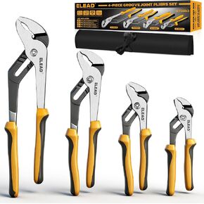 ELEAD 4-Piece Groove Joint Pliers Set, 12/10/8/6 Inch Adjustable Water Pump Pliers with Tool Roll Bag, Tongue and Groove for Home Repair, Gripping, Nuts, Bolts, Pipe & Fittings in Kuwait