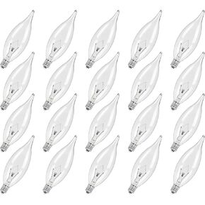 COLWATT 12-Pack Candelabra Light Bulbs 40W White Warm 2500K، 380 Lumen شمعة الثريا لمبة لمروحة السقف، المعلقات أو في الهواء الطلق، CA10 واضح نوع B E12 قاعدة عكس الضوء in Kuwait