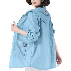 Women's Lightweight Waterproof Raincoat Hooded Zip Up Trench Rain Jacket Lightweight Outdoor Windbreaker with Pockets in Kuwait
