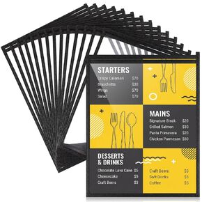50 Pcs Menu Covers Bulk 8.5 x 11 Inch Restaurant Single Page Menus Cover 2 View Transparent Plastic Menus Holder Double Stitched Menu Sleeve Bulk Wipeable Reusable for Bar Cafe Restaurant in Saudi Arabia