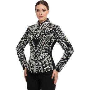 Black & Silver Crystal Western Show Jacket for Women | Rhinestone Horse Show Equestrian Riding Competition Coat in Kuwait