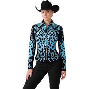 Showmanship Jacket Turquoise Crystal Rhinestone Western Horse Show Rodeo Competition Jacket in Kuwait
