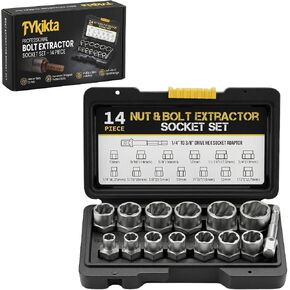 14PCS Bolt Extractor Kit, 3/8" Drive Bolt & Nut Remover Set, Cr-Mo Easy Out Tool with Storage Case for Stripped, Rusted, Rounded and Damaged Bolts, Nuts & Screws in Kuwait