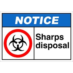 التخلص من الأدوات الحادة 2 إشعار ملصق ملصق OSHA/ANSI مقاس 8 بوصة in Kuwait