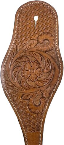 Leather Western Spur Straps for Cowboy Boots Adjustable Hand Tooled with Floral Design Fitting Riding Accessories (Brown, Pair) in Kuwait