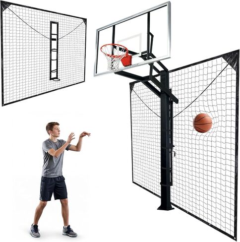 شبكة عودة كرة السلة شديدة التحمل للأعمدة المربعة 12FT X 10FT كرة السلة العودة ونظام الشبكة الدفاعية المقاومة للأشعة فوق البنفسجية، معدات تدريب حاجز كرة السلة in Kuwait