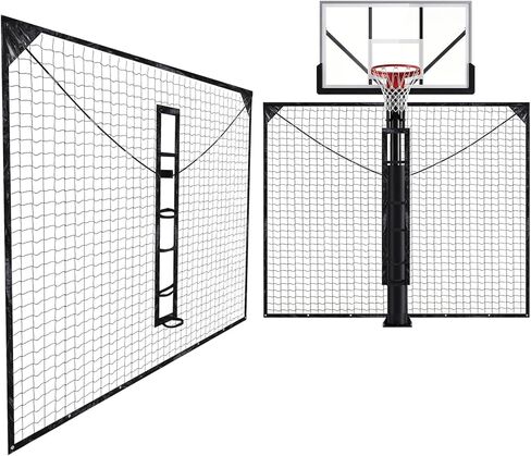 FEILOU شبكة عودة كرة السلة شديدة التحمل للأعمدة المربعة 12FT X 10FT كرة السلة العودة ونظام الشبكة الدفاعية المقاومة للأشعة فوق البنفسجية، معدات تدريب حاجز كرة السلة in Kuwait