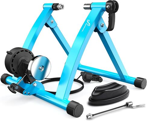 Sportneer Bike Trainer - Magnetic Stationary Bike Stand for 26-28" & 700C Wheels - Adjustable 6 Level Resistance Bike Trainer Stand for Indoor Riding with Quick Release Lever & Front Wheel Riser Block in Kuwait