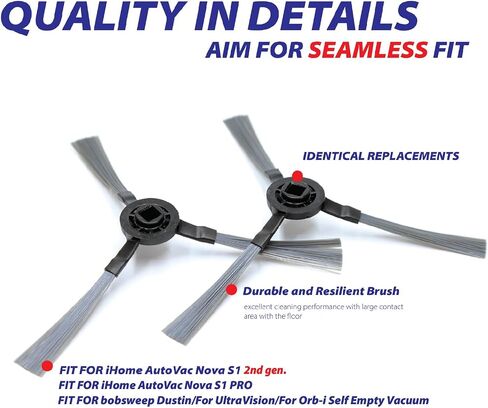 ملحقات مكنسة روبوت مناسبة لـ iHome Autovac Nova S1 2nd Gen/Nova S1 Pro، قطع غيار تناسب BObsweep Dustin/لUltraVision/لمكنسة Orb-i الذاتية الفارغة للروبوت (13PC-1roller4sidesweep8filter) in Kuwait