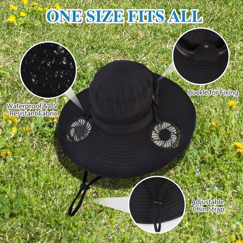 Sun Hat with Fan Men Foldable Hiking Hat UV Protection for Camping Garden in Kuwait