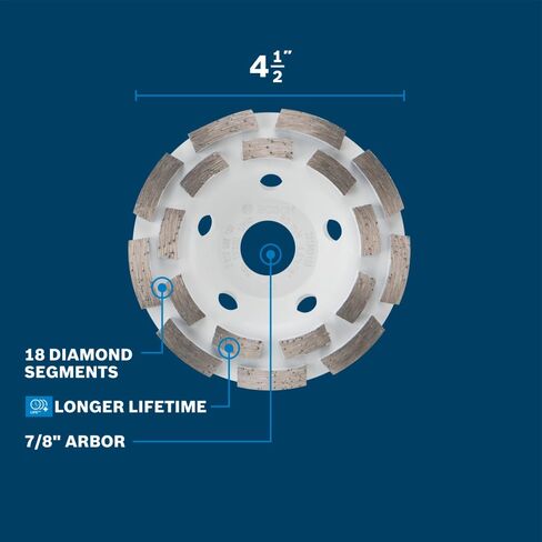 BOSCH DCDR04501 4-1/2 in. Double Row Segmented Diamond Cup Wheel | Longer Life, Effective Grinding | Concrete, Mortar | Small Angle Grinders in Saudi Arabia