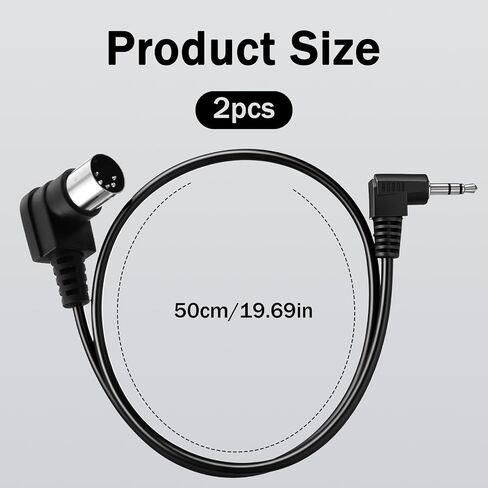 2 قطعة كابل TRS 3.5 مم MIDI، كابل ذكر 6.35 مم ذكر إلى MIDI Din 5Pin ذكر، 0.5 متر/20 بوصة بزاوية طويلة MIDI إلى 3.5 مم كابلات TRS مستقيمة من النوع A 5 Pin Din مع مقابس صغيرة جدًا in Kuwait
