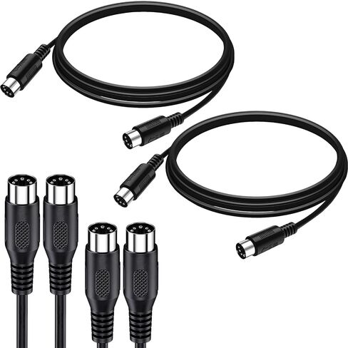 2 Pack 6.56ft/78in MIDI Cable 5 Pin Male to Male Compatible with MIDI Keyboard, Sampler, External Sound Card, Keyboard Synth, Rack Synth, Sound Source and Other Music Gear in Kuwait