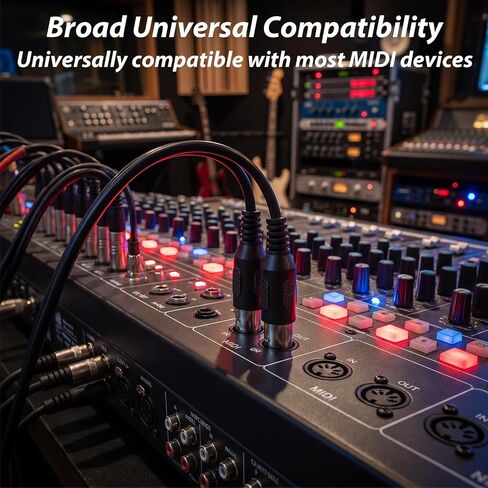 2 Pack 6.56ft/78in MIDI Cable 5 Pin Male to Male Compatible with MIDI Keyboard, Sampler, External Sound Card, Keyboard Synth, Rack Synth, Sound Source and Other Music Gear in Kuwait