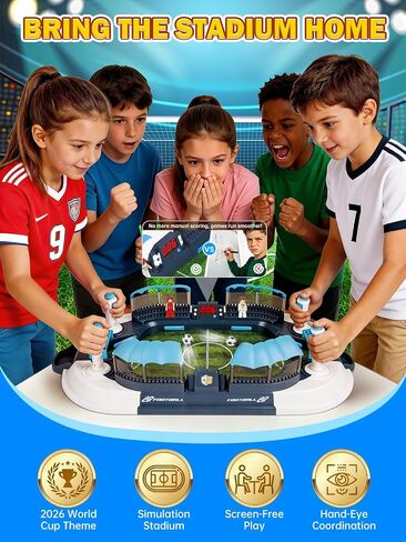 طاولة كرة قدم كبيرة لكأس العالم 2026 مع تسجيل تلقائي للأطفال لعبة كرة القدم 6 كرات كرة قدم صغيرة تفاعلية لعبة كرة القدم للأولاد والبنات من سن 3 إلى 12 هدية عيد ميلاد in Kuwait