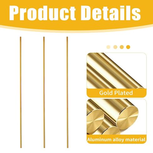 3 Pcs Gallery Rails for Shelves Aluminum 1/5" Diameter 11.8" Length Shelf Rail for Glass Display Cabinet and Gallery Spindle Replacement in Kuwait