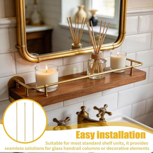 3 Pcs Gallery Rails for Shelves Aluminum 1/5" Diameter 11.8" Length Shelf Rail for Glass Display Cabinet and Gallery Spindle Replacement in Kuwait