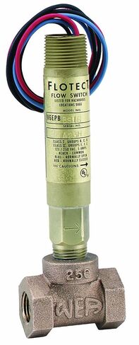 Dwyer Flotect Series V6 Mini-Size Flow Switch, Brass Upper and Lower Housing, SPDT Snap Switch, 1" NPT Process Connection, Brass Tee in Kuwait