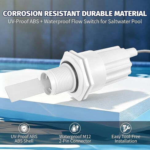 GNR00003 Paddle Flow Switch Replacement, Compatible with Saltron Reliant and Solaxx Saltwater Chlorine Generators, M12 2-Pin Round Connector, 3/4" MPT Threaded Flow Sensor in Kuwait