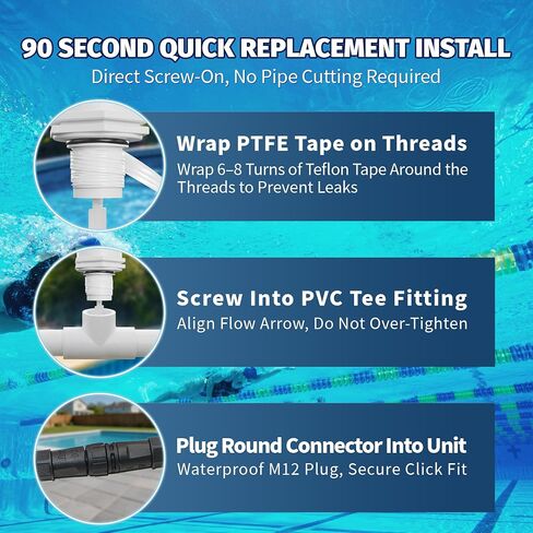 GNR00003 Paddle Flow Switch Replacement, Compatible with Saltron Reliant and Solaxx Saltwater Chlorine Generators, M12 2-Pin Round Connector, 3/4" MPT Threaded Flow Sensor in Kuwait