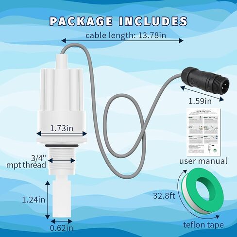 GNR00003 Paddle Flow Switch Replacement, Compatible with Saltron Reliant and Solaxx Saltwater Chlorine Generators, M12 2-Pin Round Connector, 3/4" MPT Threaded Flow Sensor in Kuwait
