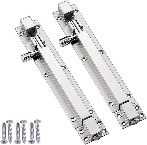 Portable Door Lock, 2Pcs Black Bolt, Stainless Steel Latch Lock，Heavy Duty Sliding Shed Barrel with Screws for Home Yard in Kuwait